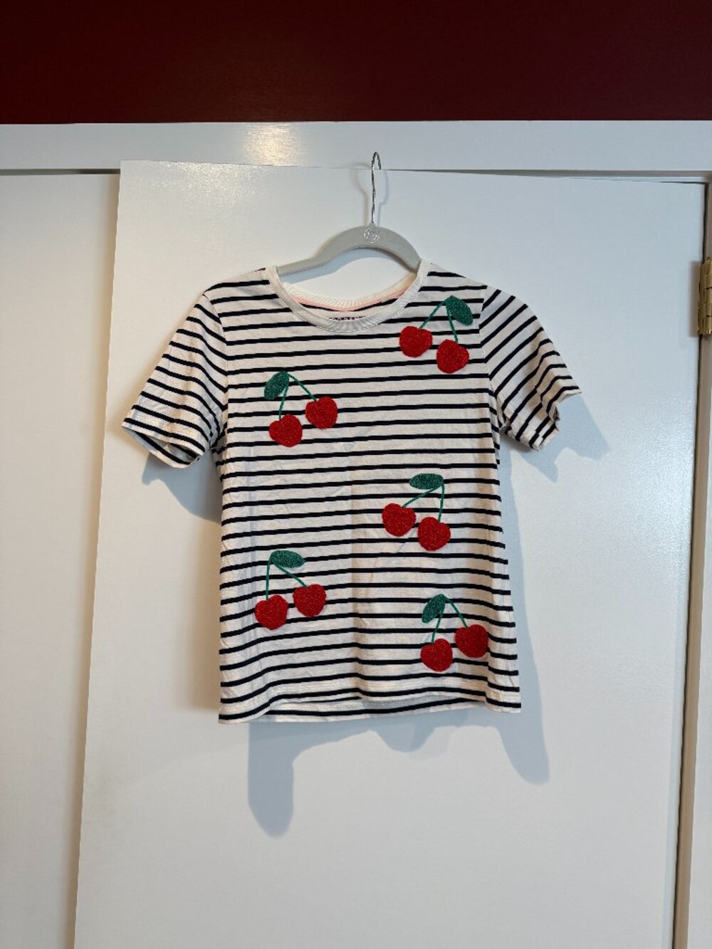 Boden Relaxed Novelty T-Shirt-Ivory/French Navy, Cherries